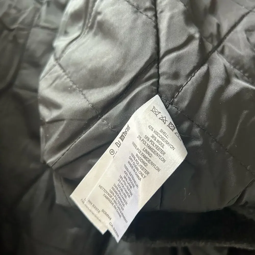 French Connection Wool Blend Charcoal Gray Longline Mid Length Winter Jacket
